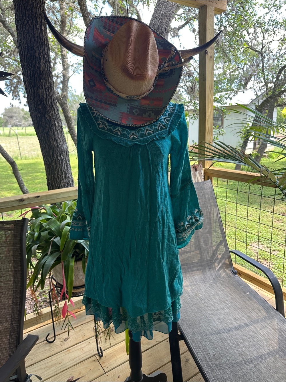 Embroidered Teal Boho Tunic